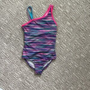 Lands' End Girl’s One Shoulder One Piece Swimsuit